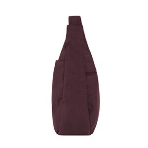 Travelon Anti-Theft Essentials East/West Hobo Bag, Dark Bordeaux, 10.25 W x 9.5H x 3 D