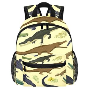 daypack bookbags small travel bag for boys girls casual backpack, crocodile animal cartoon