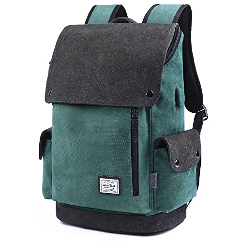 WindTook Travel Laptop Backpack for Women Canvas Daypack College School Bookbag Fit for 15 Inch Notebook, Oil Green