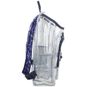 Eastsport Durable Clear Top Loader Backpack with Adjustable Printed Straps - Transparent - Navy Blue/Purple/Brushstroke Print Straps