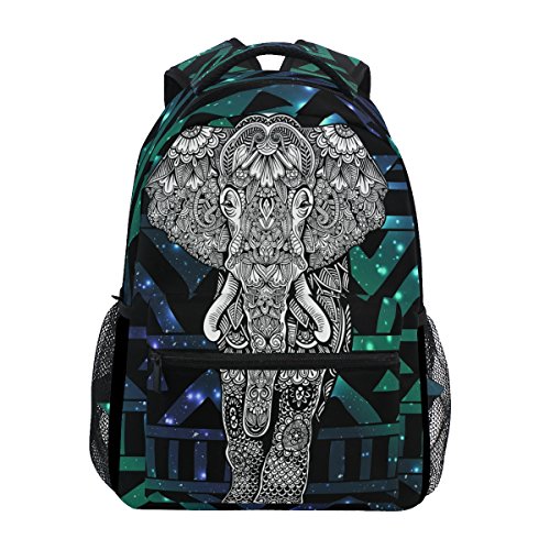 ZZKKO Animal Elephant Galaxy Geometric Boys Girls School Computer Backpacks Book Bag Travel Hiking Camping Daypack