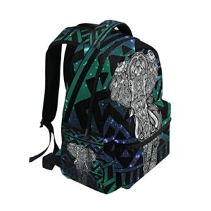 ZZKKO Animal Elephant Galaxy Geometric Boys Girls School Computer Backpacks Book Bag Travel Hiking Camping Daypack