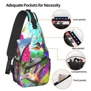 Lightweight Sling Spring Floral Butterfly Hummingbird Backpack Sling Bag Travel Hiking Small Backpack For Women Men Kids Gifts