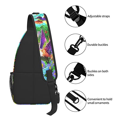 Lightweight Sling Spring Floral Butterfly Hummingbird Backpack Sling Bag Travel Hiking Small Backpack For Women Men Kids Gifts