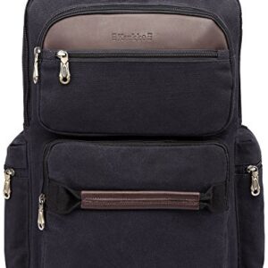 KAUKKO Fashion Spacious Canvas Laptop Knapsack with Sleeve Backpack for Men-Black