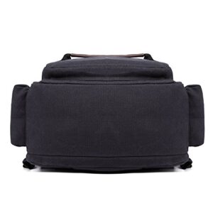 KAUKKO Fashion Spacious Canvas Laptop Knapsack with Sleeve Backpack for Men-Black