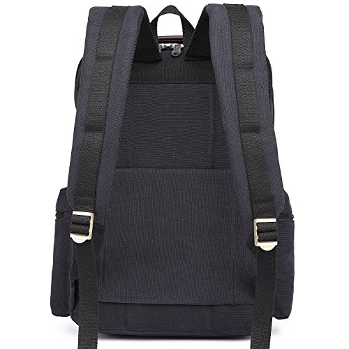 KAUKKO Fashion Spacious Canvas Laptop Knapsack with Sleeve Backpack for Men-Black