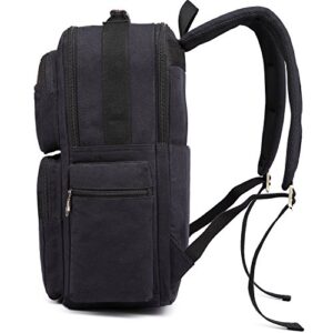 KAUKKO Fashion Spacious Canvas Laptop Knapsack with Sleeve Backpack for Men-Black