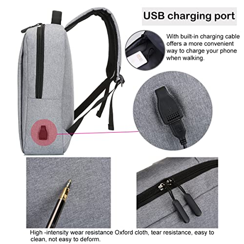 Jranter Laptop Backpack Slim Business Work College School Computer Bag with USB Charging Port Fits 15.6 inch Notebook (gray)