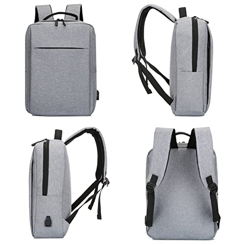 Jranter Laptop Backpack Slim Business Work College School Computer Bag with USB Charging Port Fits 15.6 inch Notebook (gray)