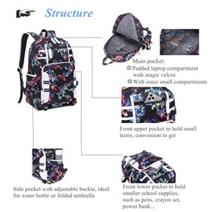 Middle-High School Backpacks for Teens Boys Mens with USB Charger, Capacity Boys Elementary Bookbags Laptop Backpacks, Water-resistant Travel Rucksacks