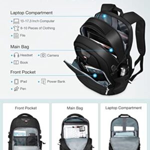 HOMIEE Laptop Backpack Extra Large Travel Backpack 40L Anti Theft College School Backpack for Men Women with USB Port, Water Resistant Business Computer Bag Fit 17.3 Inch Laptop