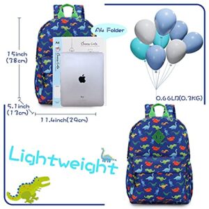 VONXURY Cute Lightweight Dinosaur Kids Backpack and Neoprene Lunch Bag Bundle