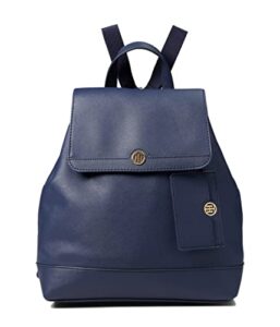 tommy hilfiger gretta ii flap backpack with hangoff saffiano pvc tommy navy one size