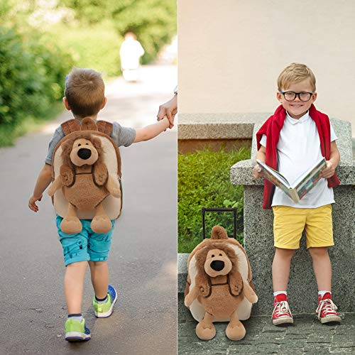 FUNDAY Toddler Backpack with Removable Wheels - Little Kids Luggage Backpack with Stuffed Animal Toy for Toddler Boys and Girls