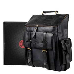 EnvivaCor Leather Backpack for Men - Vintage Leather Backpack for Women, Trendy Fashionable Leather Laptop Bag for Travel (Charcoal)