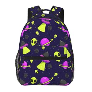 qurdtt green alien ufo backpack lightweight school bags bookbag travel backpack for boys girls men women