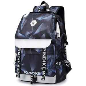 blue backpack bookbag for high school, travel backpack with usb port.