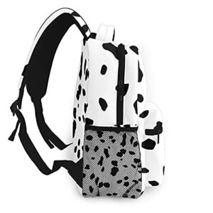 Teery-YY Backpack Dalmatian Dog Print Casual Daypacks Bag for Mens Womans Girls Boys Teens, School Laptop Hiking Travel Daypack College Bookbag,Black,One Size