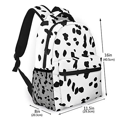 Teery-YY Backpack Dalmatian Dog Print Casual Daypacks Bag for Mens Womans Girls Boys Teens, School Laptop Hiking Travel Daypack College Bookbag,Black,One Size