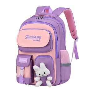 kawaii backpack girls backpack cute large capacity backpack multifunction laptop travel bag for girls (purple 17inch)