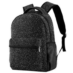 teens student backpacks boys girls school bookbags laptop backpack dark black glitter schoolbag purse casual daypack bag with multiple pockets