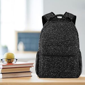 Teens Student Backpacks Boys Girls School Bookbags Laptop Backpack Dark Black Glitter Schoolbag Purse Casual Daypack Bag with Multiple Pockets