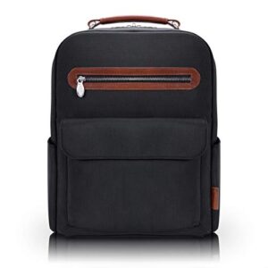mcklein logan, 1680d ballistic nylon with leather trim, 17″ nylon, two-tone, dual-compartment, laptop & tablet backpack, black (79085)