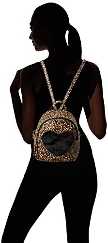 T-Shirt & Jeans Womens Leopard Back Pack with Faux Fur Heart