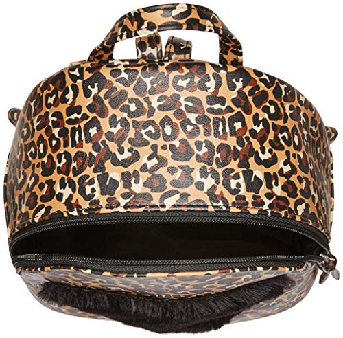 T-Shirt & Jeans Womens Leopard Back Pack with Faux Fur Heart