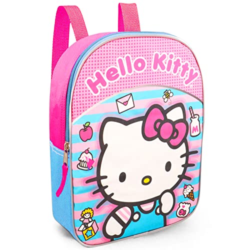 Hello Kitty Mini Backpack - Bundle with 11” Hello Kitty Preschool Backpack, Water Pouch, More - Hello Kitty Backpack for Girls Toddler Kids