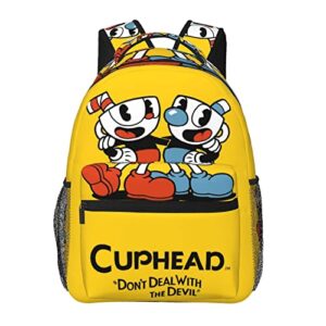 zqiyhre cupx-head backpack print cartoon waterproof laptop backpack casual school backpack for student