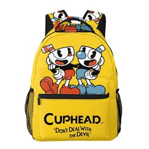 Zqiyhre Cupx-Head Backpack Print Cartoon Waterproof Laptop Backpack Casual School Backpack for Student