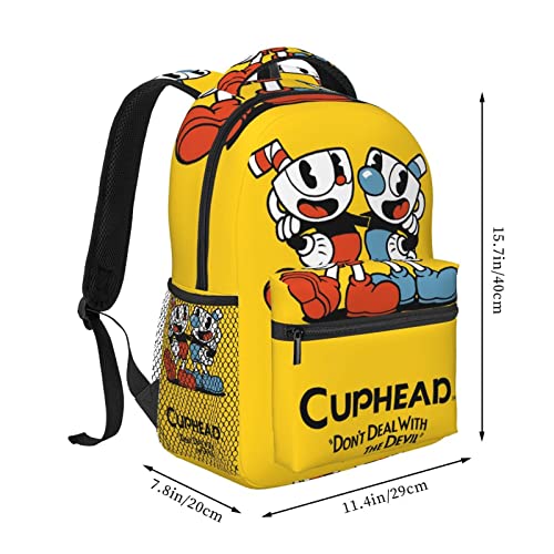 Zqiyhre Cupx-Head Backpack Print Cartoon Waterproof Laptop Backpack Casual School Backpack for Student