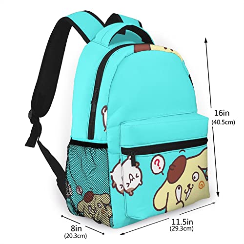 Cartoon Backpack Bookbags Daypack Pom-Pompurin Laptop Bookbag Shoulder Travel Sports Hiking Camping Daypack For Men Women