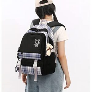 MeganJDesigns Cute Aesthetic Backpack for Teens Girls Boys College High Middle School Student Lightweight Book Bag Casual Kawaii Daypacks (E-Black Aesthetic Backpack)