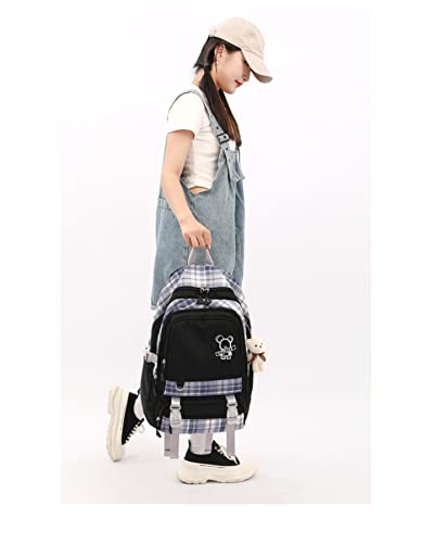 MeganJDesigns Cute Aesthetic Backpack for Teens Girls Boys College High Middle School Student Lightweight Book Bag Casual Kawaii Daypacks (E-Black Aesthetic Backpack)