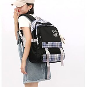 MeganJDesigns Cute Aesthetic Backpack for Teens Girls Boys College High Middle School Student Lightweight Book Bag Casual Kawaii Daypacks (E-Black Aesthetic Backpack)