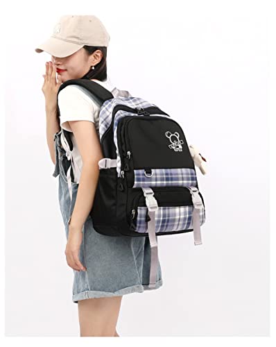 MeganJDesigns Cute Aesthetic Backpack for Teens Girls Boys College High Middle School Student Lightweight Book Bag Casual Kawaii Daypacks (E-Black Aesthetic Backpack)
