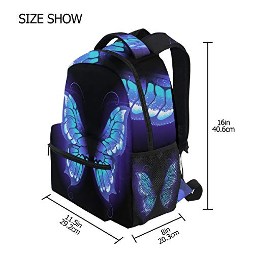 ALAZA Purple Butterfly Wing Backpack Daypack College School Travel Shoulder Bag