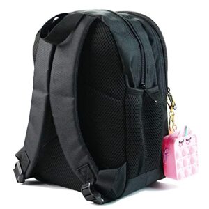 ReignSword Pop it Backpack for Boys & Girls with Pop it Purse, Fidget Toys School Bag for Kids Gift, Macaroon Black, 9.5(L) x 5(W) x 12(H) inches