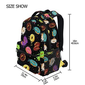 ALAZA Macaron Donuts Black Travel Laptop Backpack Durable College School Backpack