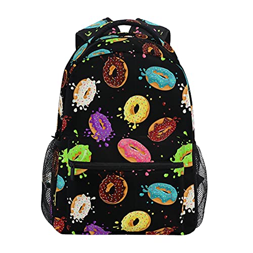 ALAZA Macaron Donuts Black Travel Laptop Backpack Durable College School Backpack