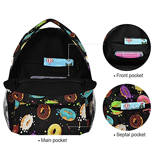 ALAZA Macaron Donuts Black Travel Laptop Backpack Durable College School Backpack