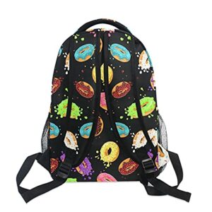 ALAZA Macaron Donuts Black Travel Laptop Backpack Durable College School Backpack