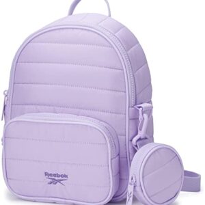 Reebok Women's Backpack - Artemis Quilted Shoulder Purse - Travel Gym Bag for Kids, Teens, and Adults, Size One Size, Pastel Lilac