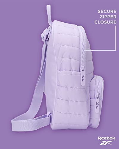 Reebok Women's Backpack - Artemis Quilted Shoulder Purse - Travel Gym Bag for Kids, Teens, and Adults, Size One Size, Pastel Lilac