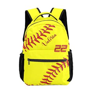 zaaprintblanket personalized softball baseball number with text name casual bags waterproof backpack for unisex adult gift