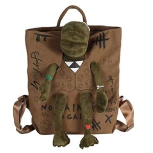 vtyubx kawaii large backpack 3d ugly funny cartoon frog sarchel fashion cute animal novelty monster schoolbag bookbag shoulder bag (brown,large)
