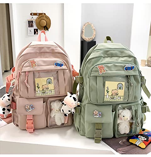 BXCNCKD kawaii backpack with pins kawaii school backpack cute backpack cute kawaii school backpack(Pink)